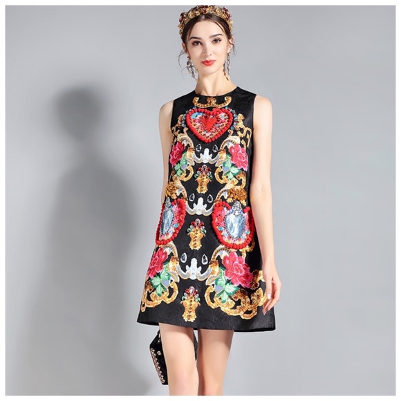 The SHAELIA Jeweled Brocade Dress - Picture 2 of 8